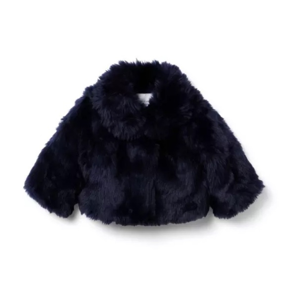 Janie and Jack Midnight Blue Faux Fur Coat